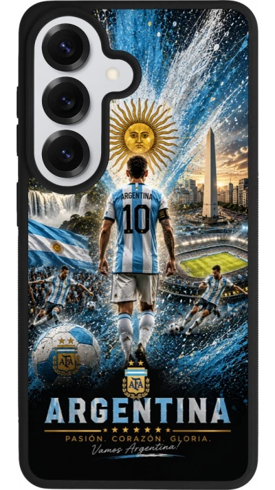 Coque Samsung Galaxy S26 - Silicone rigide noir Football Argentine splash 2026