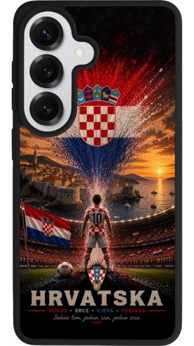 Coque Samsung Galaxy S26 - Silicone rigide noir Football Croatie splash 2026