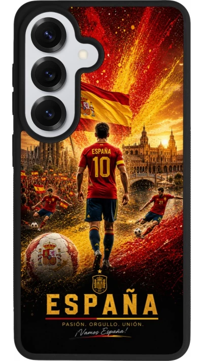 Coque Samsung Galaxy S26 - Silicone rigide noir Football Espagne splash 2026