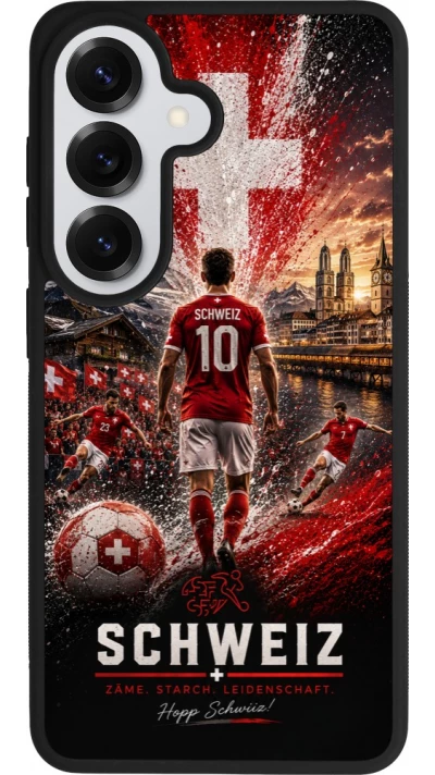 Coque Samsung Galaxy S26 - Silicone rigide noir Football Schweiz splash 2026