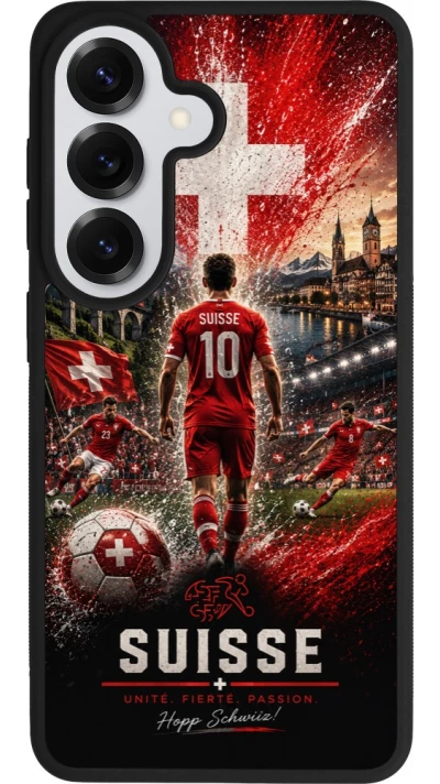 Coque Samsung Galaxy S26 - Silicone rigide noir Football Suisse splash 2026