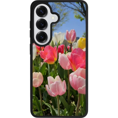 Coque Samsung Galaxy S26 - Silicone rigide noir Tulips Spring 2026