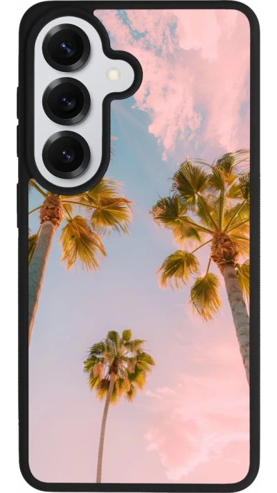 Coque Samsung Galaxy S26 - Silicone rigide noir Summer 2025 Palmiers