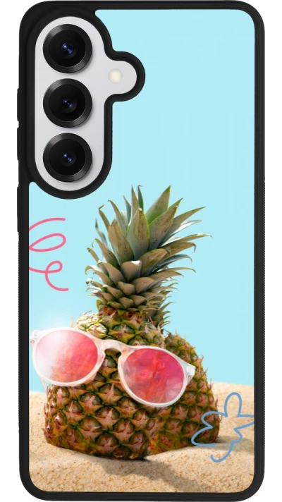 Samsung Galaxy S26 Case Hülle - Silikon schwarz Pineapple with glasses Summer 2026