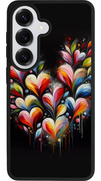 Coque Samsung Galaxy S26 - Silicone rigide noir Valentine 2024 Coeur Noir Abstrait