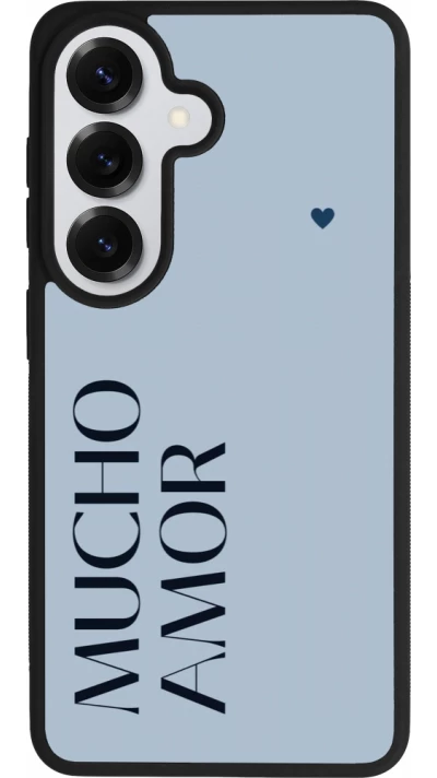 Coque Samsung Galaxy S26 - Silicone rigide noir Valentine 2024 mucho amor azul