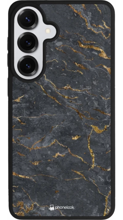 Coque Samsung Galaxy S26+ - Silicone rigide noir Grey Gold Marble