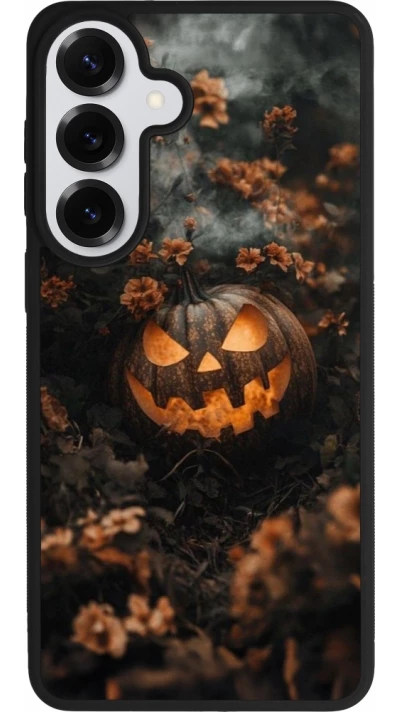 Coque Samsung Galaxy S26+ - Silicone rigide noir Halloween 2025 Pumpkin with flowers