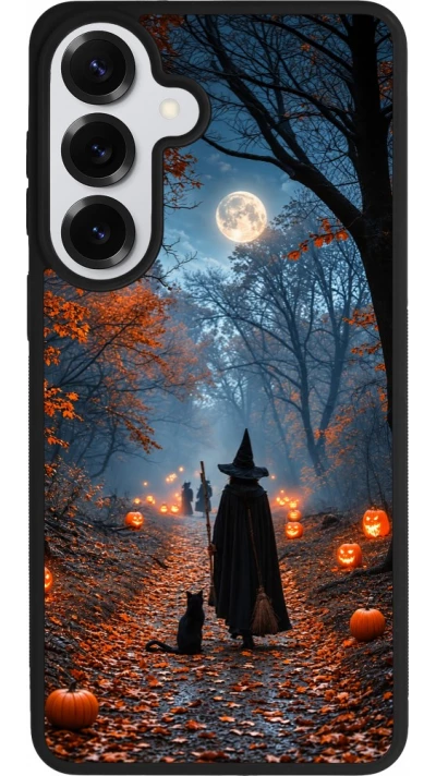 Samsung Galaxy S26+ Case Hülle - Silikon schwarz Halloween 2026 Witch with a cat
