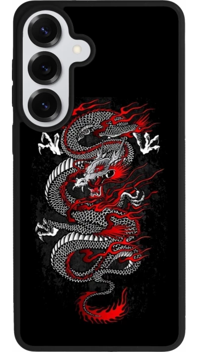 Coque Samsung Galaxy S26+ - Silicone rigide noir Japanese style Dragon Tattoo Red Black