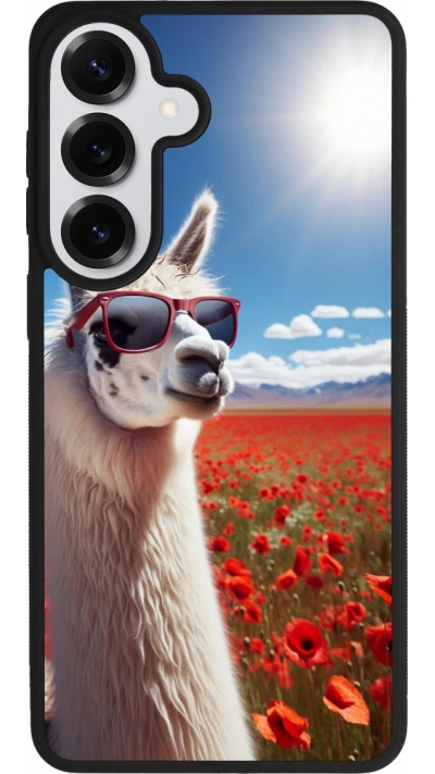 Coque Samsung Galaxy S26+ - Silicone rigide noir Lama Chic en Coquelicot