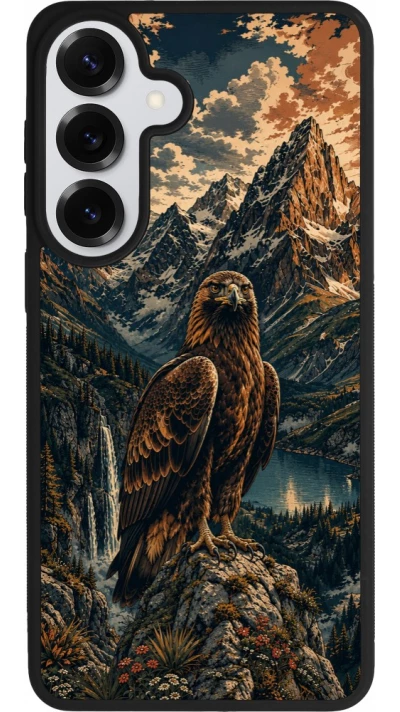 Coque Samsung Galaxy S26+ - Silicone rigide noir Linocut Aigle Royal