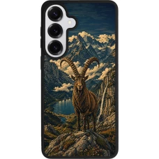 Samsung Galaxy S26+ Case Hülle - Silikon schwarz Linocut Steinbock