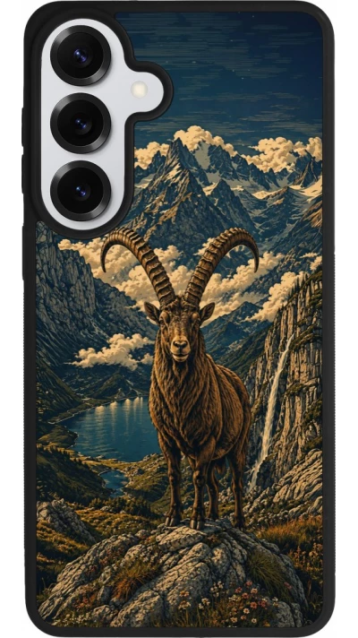 Coque Samsung Galaxy S26+ - Silicone rigide noir Linocut Bouquetin