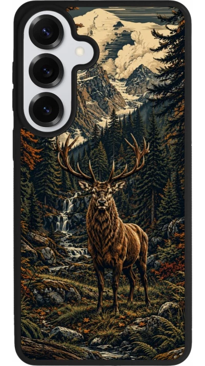 Coque Samsung Galaxy S26+ - Silicone rigide noir Linocut Cerf