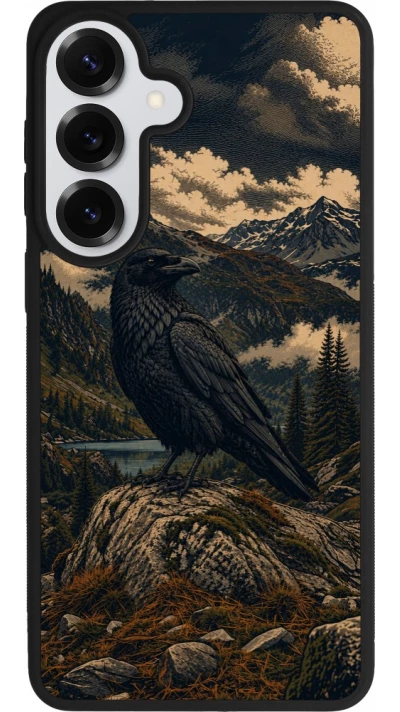 Coque Samsung Galaxy S26+ - Silicone rigide noir Linocut Grand Corbeau