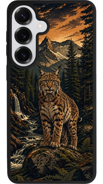 Coque Samsung Galaxy S26+ - Silicone rigide noir Linocut Lynx