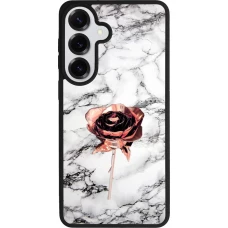 Coque Samsung Galaxy S26+ - Silicone rigide noir Marble Rose Gold