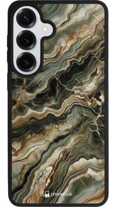 Coque Samsung Galaxy S26+ - Silicone rigide noir Marbre Olive
