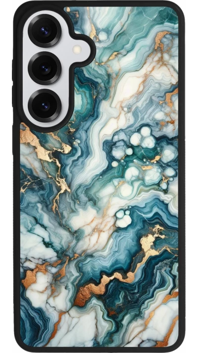 Coque Samsung Galaxy S26+ - Silicone rigide noir Marbre Vert Bleu Doré