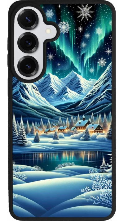 Samsung Galaxy S26+ Case Hülle - Silikon schwarz Verschneites Bergdorf am See in der Nacht