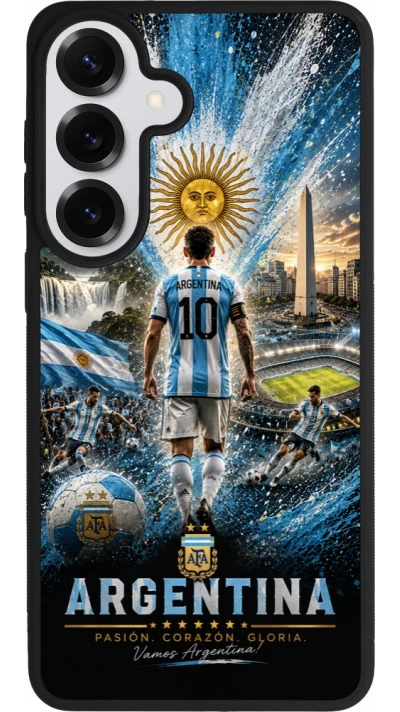 Coque Samsung Galaxy S26+ - Silicone rigide noir Football Argentine splash 2026
