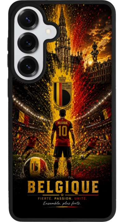 Coque Samsung Galaxy S26+ - Silicone rigide noir Football Belgique splash 2026