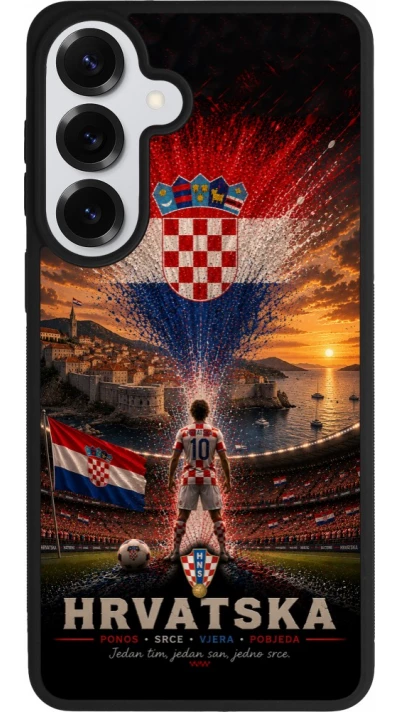 Coque Samsung Galaxy S26+ - Silicone rigide noir Football Croatie splash 2026