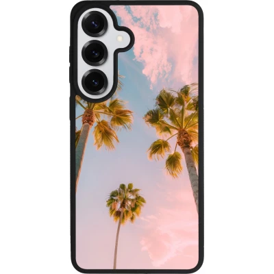 Coque Samsung Galaxy S26+ - Silicone rigide noir Summer 2025 Palmiers