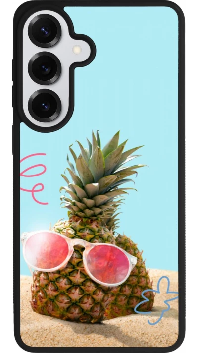 Coque Samsung Galaxy S26+ - Silicone rigide noir Pineapple with glasses Summer 2026