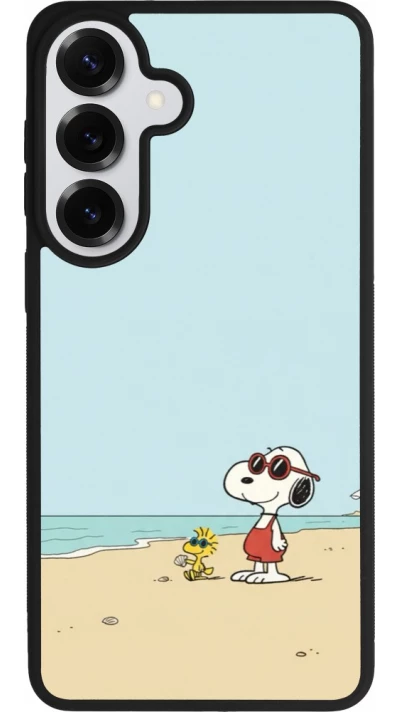 Coque Samsung Galaxy S26+ - Silicone rigide noir Snoopy on the beach Summer 2026