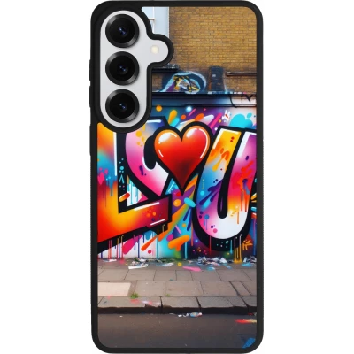 Coque Samsung Galaxy S26+ - Silicone rigide noir Valentine 2025 Love U Tag