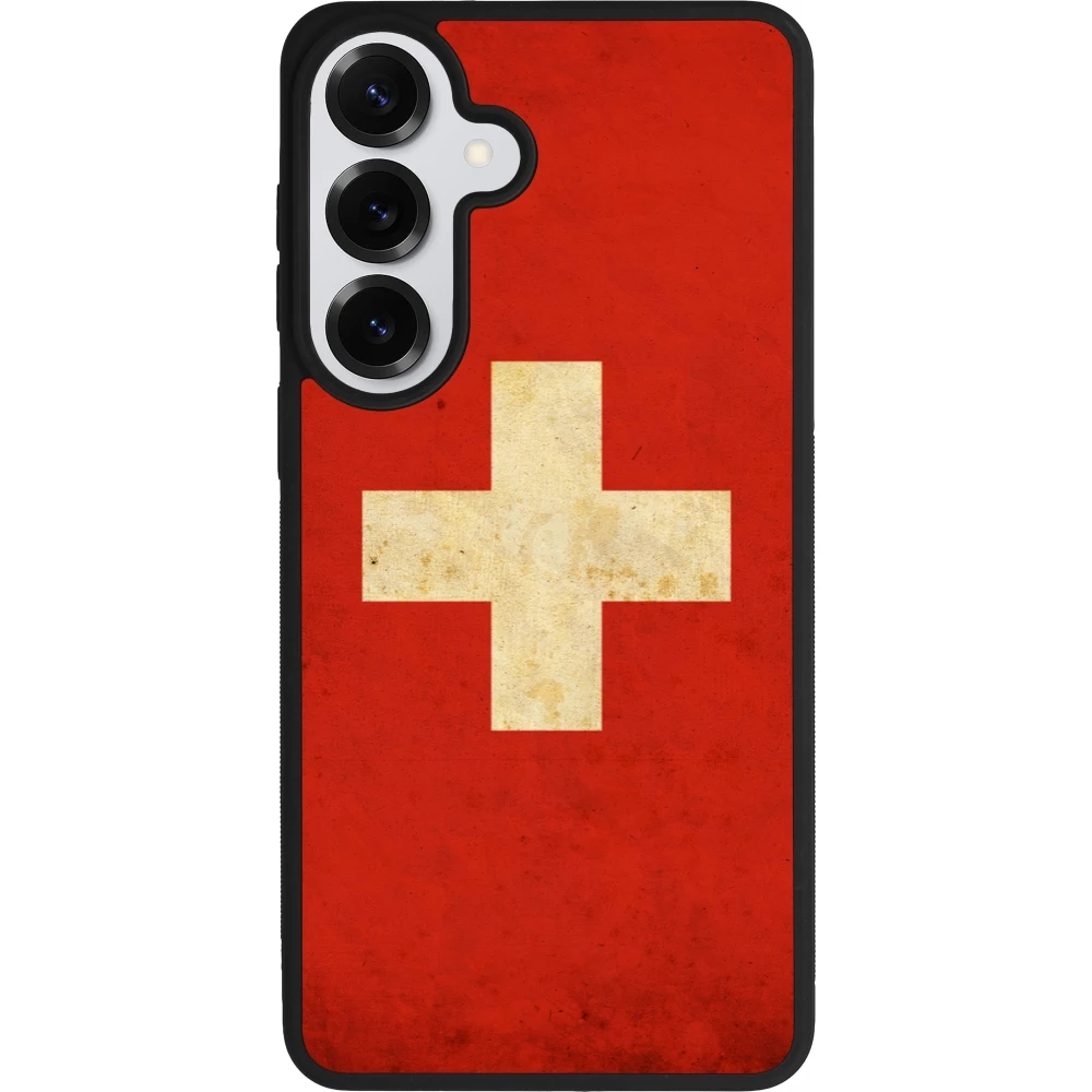 Samsung Galaxy S26+ Case Hülle - Silikon schwarz Vintage Flag SWISS