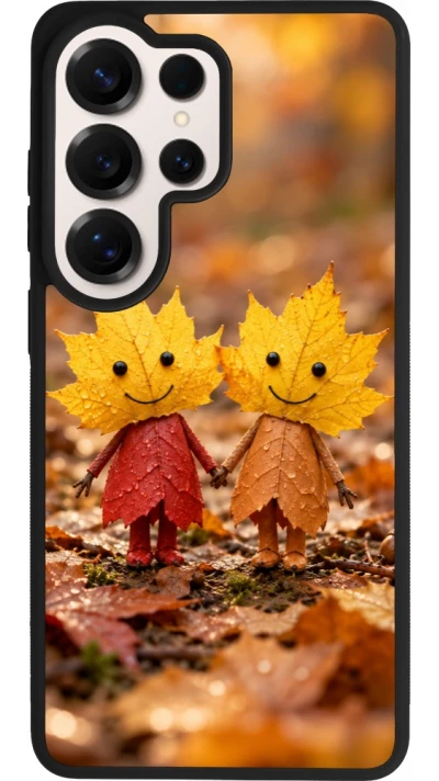 Coque Samsung Galaxy S26 Ultra - Silicone rigide noir Autumn 26 Couple of leaves
