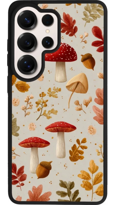 Coque Samsung Galaxy S26 Ultra - Silicone rigide noir Autumn 26 Mushrooms and leaves