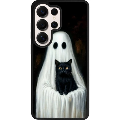 Coque Samsung Galaxy S26 Ultra - Silicone rigide noir Halloween 2025 Ghost with black cat