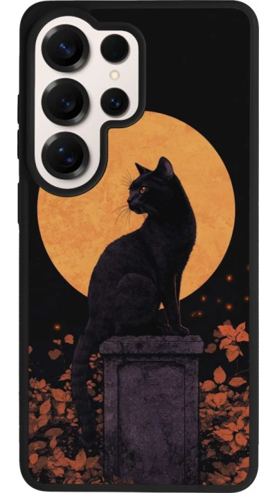 Samsung Galaxy S26 Ultra Case Hülle - Silikon schwarz Halloween 2026 Cat Art Nouveau
