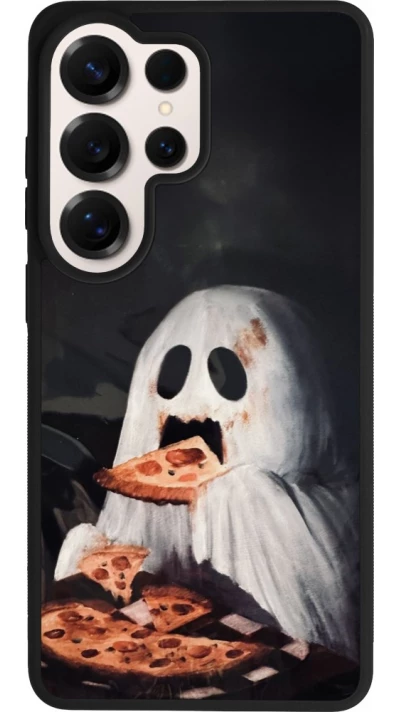 Samsung Galaxy S26 Ultra Case Hülle - Silikon schwarz Halloween 2026 Ghost eating pizza