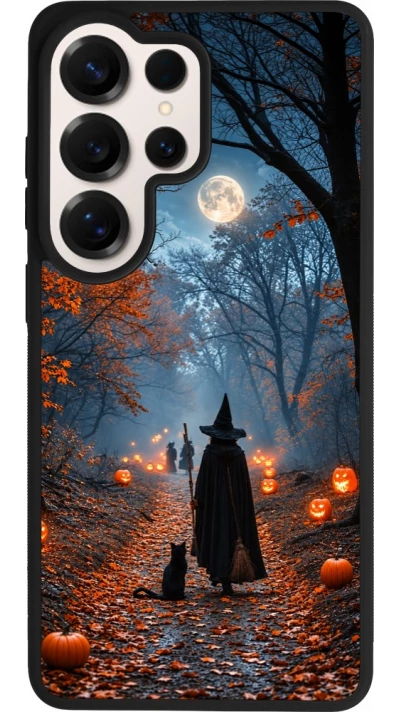 Samsung Galaxy S26 Ultra Case Hülle - Silikon schwarz Halloween 2026 Witch with a cat