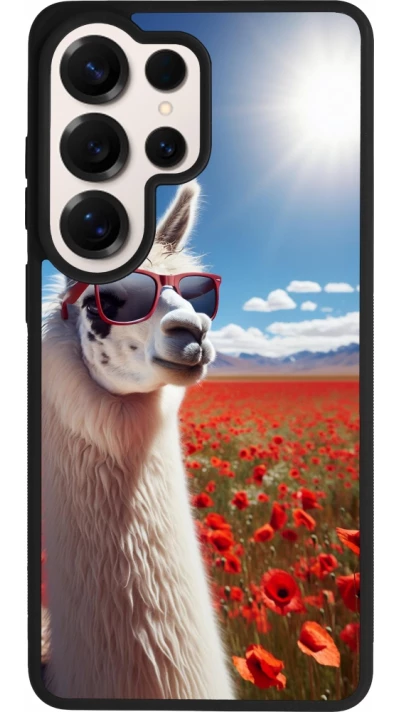 Samsung Galaxy S26 Ultra Case Hülle - Silikon schwarz Lama Chic in Mohnblume