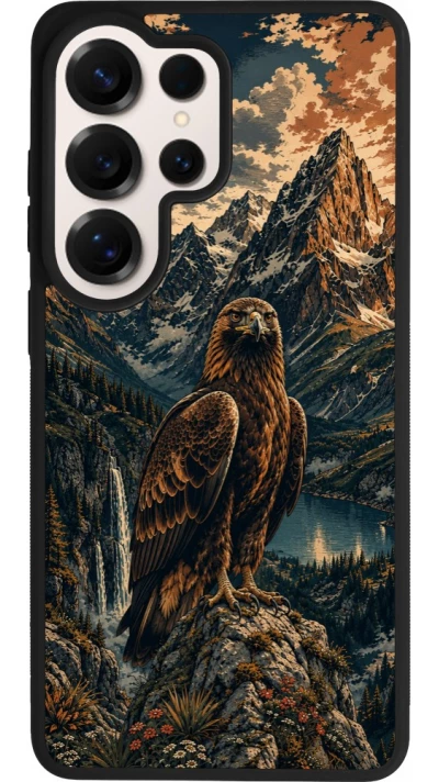 Coque Samsung Galaxy S26 Ultra - Silicone rigide noir Linocut Aigle Royal