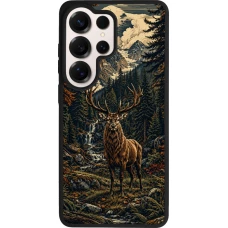 Coque Samsung Galaxy S26 Ultra - Silicone rigide noir Linocut Cerf