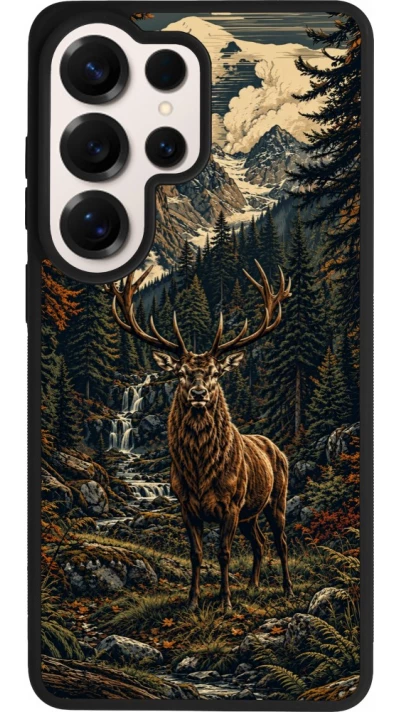 Coque Samsung Galaxy S26 Ultra - Silicone rigide noir Linocut Cerf