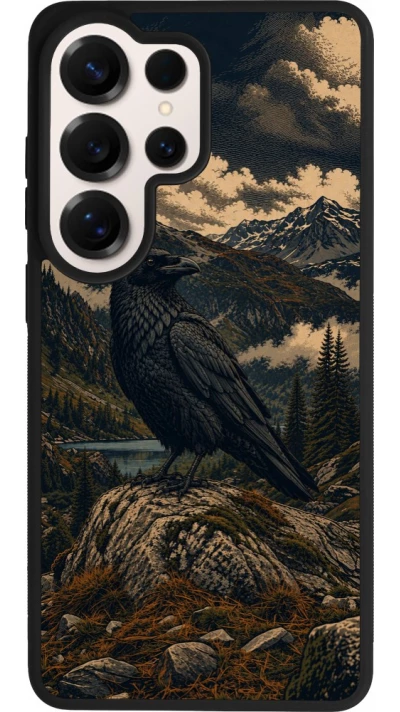 Coque Samsung Galaxy S26 Ultra - Silicone rigide noir Linocut Grand Corbeau