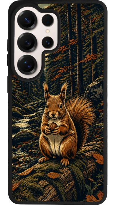 Coque Samsung Galaxy S26 Ultra - Silicone rigide noir Linocut Ecureuil