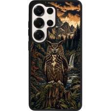 Coque Samsung Galaxy S26 Ultra - Silicone rigide noir Linocut Grand-Duc
