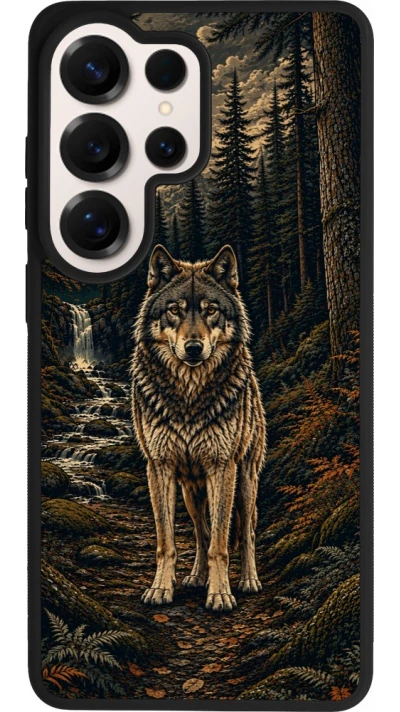 Coque Samsung Galaxy S26 Ultra - Silicone rigide noir Linocut Loup