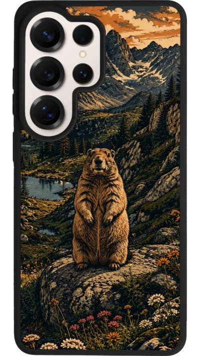 Coque Samsung Galaxy S26 Ultra - Silicone rigide noir Linocut Marmotte