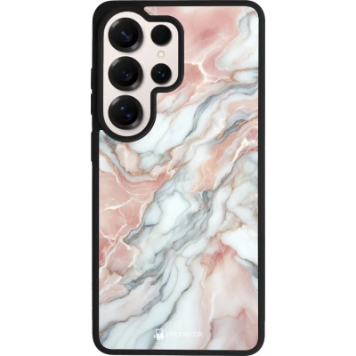 Coque Samsung Galaxy S26 Ultra - Silicone rigide noir Marbre Rose Lumineux