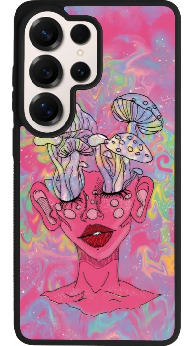Samsung Galaxy S26 Ultra Case Hülle - Silikon schwarz Psychedelic pink mushroom